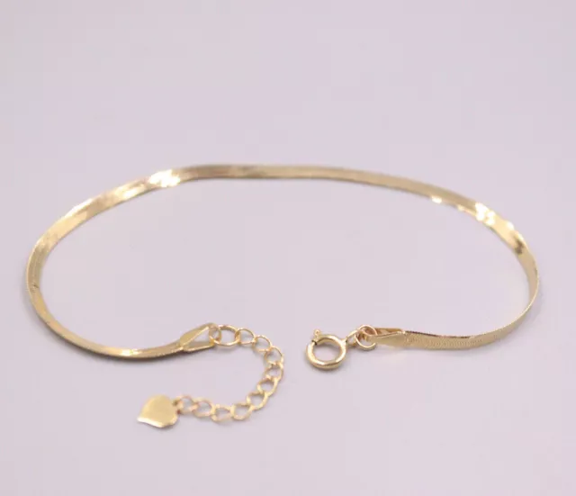 Real 18K Yellow Gold Bracelet Women Solid Flat Snake Link 6.5inch Length Adjust