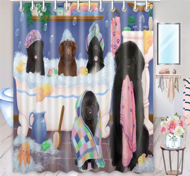 Halloween Newfoundland Dog Shower Curtain Bathtub Screens Personalized Hooks