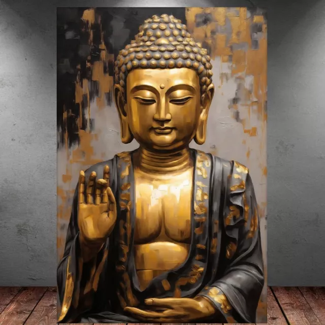 Leinwand Bild Er Xxl Abstrakt Buddha Schwarz Gold Bunt Wand Poster P126-131 2