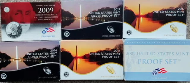 United States 2009-17 Proof & Silver Proof Coin Sets Box & Coas Pick Actual Set