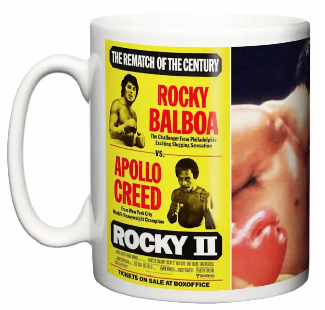 Rocky II Boxing Movie poster & scene 1979 Sly Stallone Coffee Tea 11oz Mug Gift