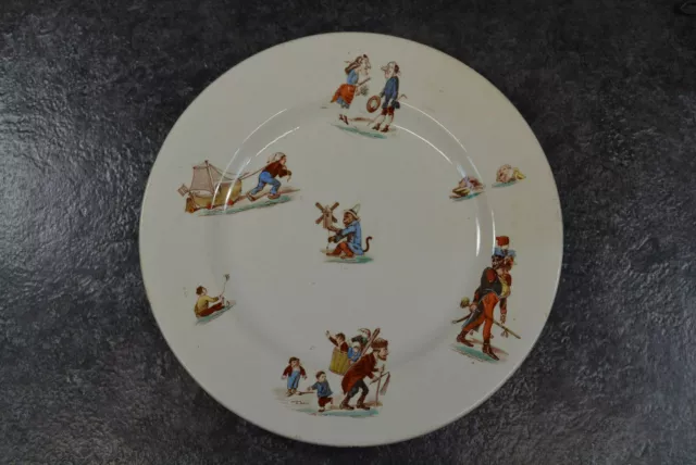 Ancienne Grande Assiette Plate Humoristique De Keller Guerin A Luneville N°3