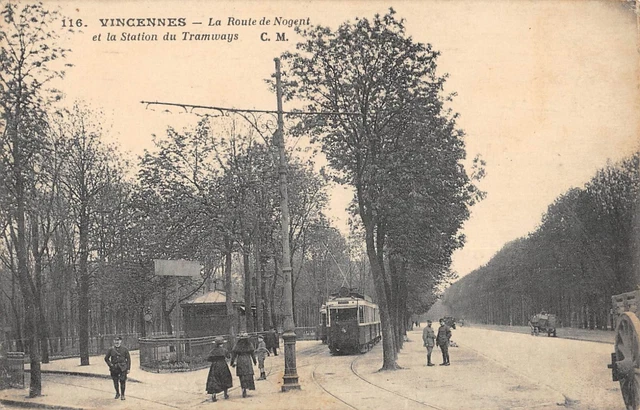 Cpa 94 Vincennes Road De Nogent Sur Marne / Tram Station