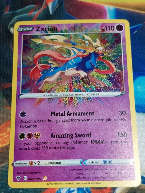 Zacian Amazing Rare 082/185 SWSH Vivid Voltage Holo Pokemon Card Light Play