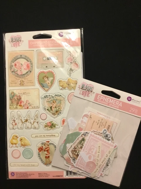 Prima Magic Love, Chipboard Stickers, 73 Pieces in total, New, Unused