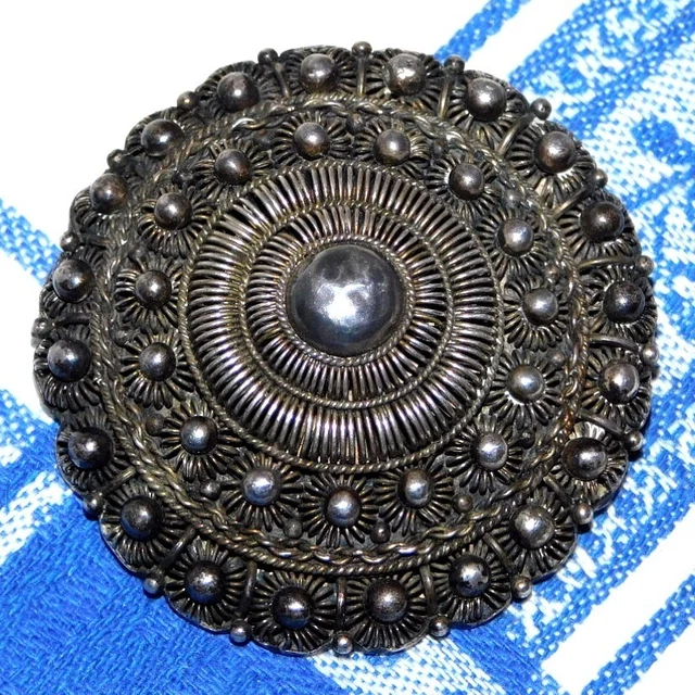 Ancienne Broche Ancien Bijoux Argent Chine ? Japon ? Cambodge ? Indochine ? Asie