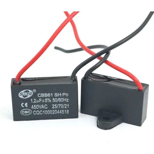 CONDENSATORE POLIESTERE 1,2uF 450V AC CBB61 CON FILI