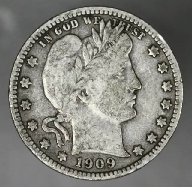 US 1909 O Barber Quarter Better Date Rim Bump Rev  A3005