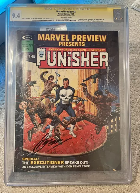 MARVEL PREVIEW #2 - CGC 9. 4 NM 1ST Origin - PUNISHER SIGNED by Gerry Conway