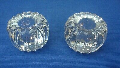 V47 Paire Lourd Bougeoir Massif Verre Cristal Signé FRANCE Schneider Daum Ancie 