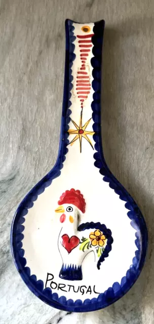 Portugal 10” Happy Rooster Spoon Rest Ceramic Hand-painted