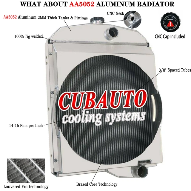 Aluminum Radiator Fits Oliver 1550 1555 1600 1650 1655 Tractor MFG0176 163342AA