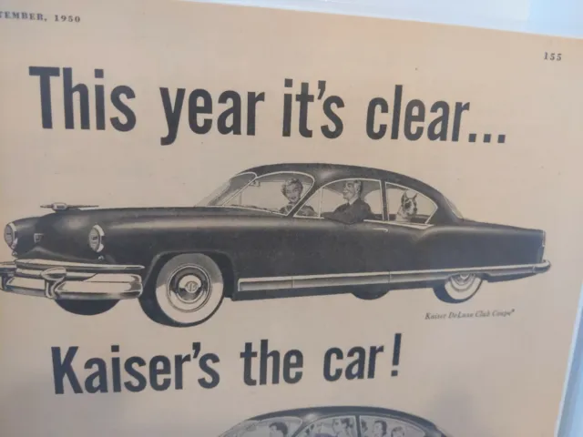 Original 1950 Kaiser 8.5x11 Print Ad Anatomic Design Kaiser-Frazer