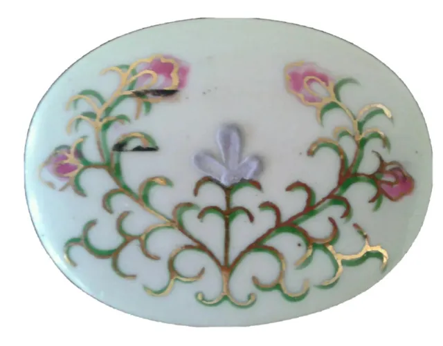 VGE Towle Fine Porcelain small Hinged Jewelry Trinket Box Persian Flower pattern