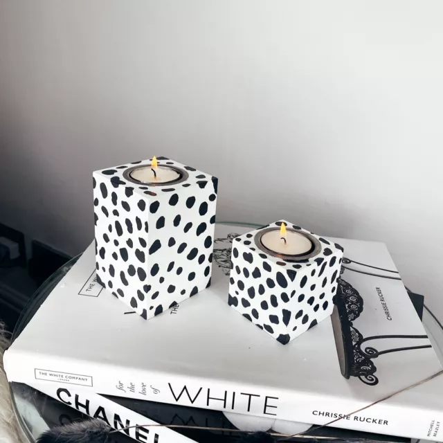 Two Dalmatian Print Candle Holders | Candle Holder | Home Decor | Dalmatian