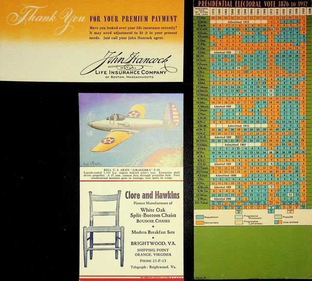 THREE Advertising Blotters Including The Presidential Electoral Vote Count-E11-J