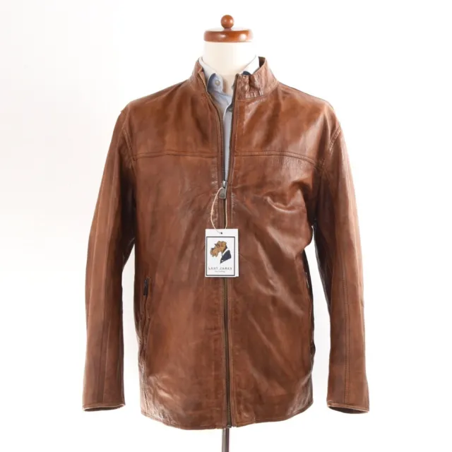MILESTONE Lammleder Lederjacke Gr 56 XXL Leather Jacket BUTTERWEICH Cognac Braun