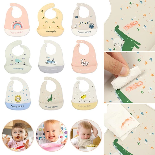 Towel Waterproof Lunch Kids Apron Feeding Baby Silicone Bibs Pick Rice Pocket