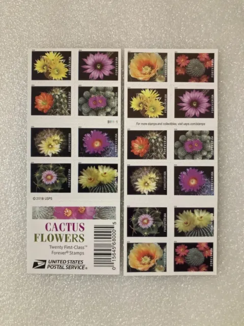 BOOKLET of 20 USPS Cactus Flowers Self-Adhesive Forever Stamps 1x SHEET 1x PANE