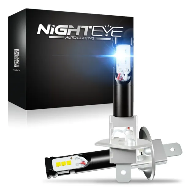 NIGHTEYE 2x H1 LED Fog Light Bulbs Kit Car Fog Lamp 160W 1600LM White Beam 6000K