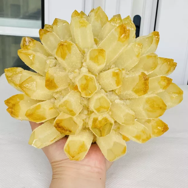 New Find Yellow Phantom Quartz Crystal Cluster Mineral Specimen Healing 4180G