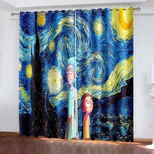 Sci-fi Sitcom Bedroom Curtains Ring Rick & Morty Blackout Door Decor UV Protect