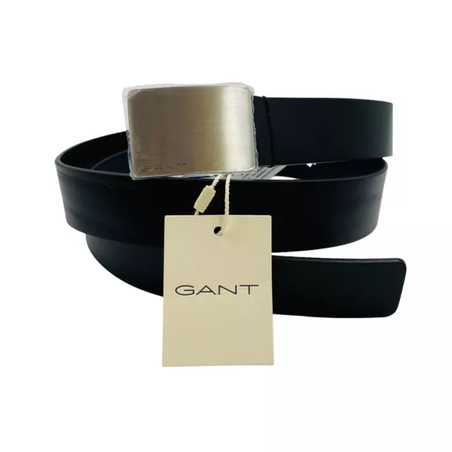 GANT Noir Hommes Classique Plaque Boucle Ceinture Cuir Taille L - XL