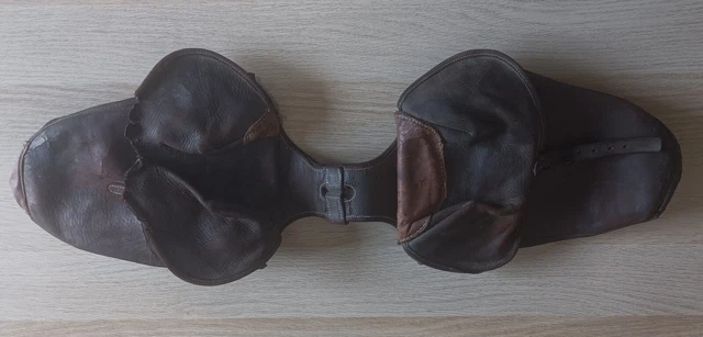 Sacoche De Selle Cheval Vintage En Cuir - Usée, Avec Sangles Et Boucles