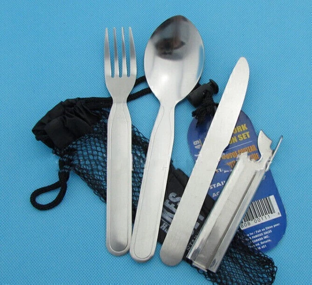 Qualität Essbesteck Neu Camping Edelstahl Besteck Feldbesteck leicht 4-teilig!!