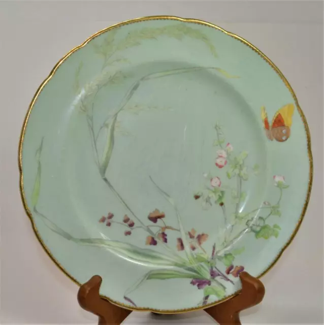 Antq 1892 MINTON Impressed Mark Green Aesthetic Movement Butterfly #5303 Plate