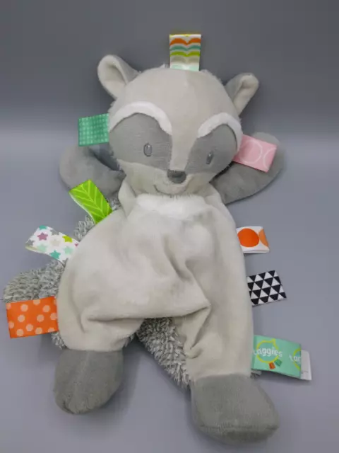 Taggies Lovey Raccoon Grey Baby Comforter Soother Blankie Blanket Soft Toy