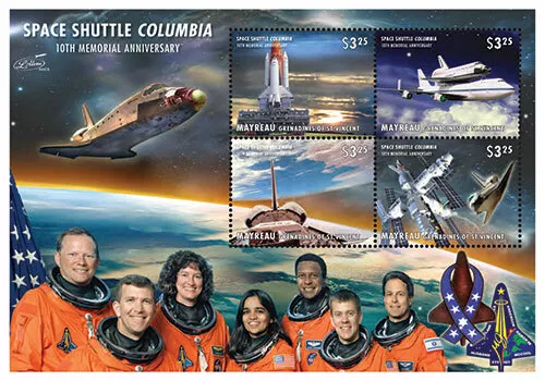 Mayreau 2013 - Space Shuttle Columbia 10th Anniversary - Sheet of 4 Stamps - MNH