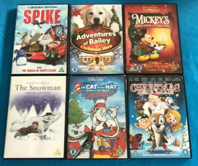 Job Lot Christmas DVD Films - Mickey-The Snowman-Cat In Hat. 6 DVD's. FREE P+P