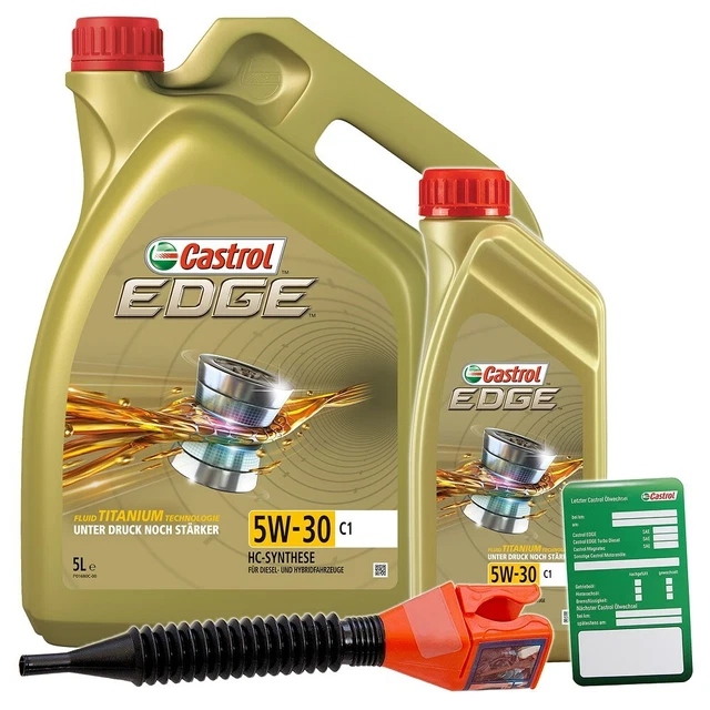 1 L+5 L = 6 Litri Castrol Edge Fluid Titanio 5W-30 C1 Olio Motore Olio Motore