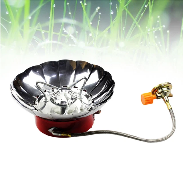 LAMA Stufa da Campeggio Portatile Antivento Fornello a Gas Mini Bruciatore con Accensione Piezoelettrica e Custodia per il Trasporto per Picnic Zaino in Spalla Trekking (Bianco