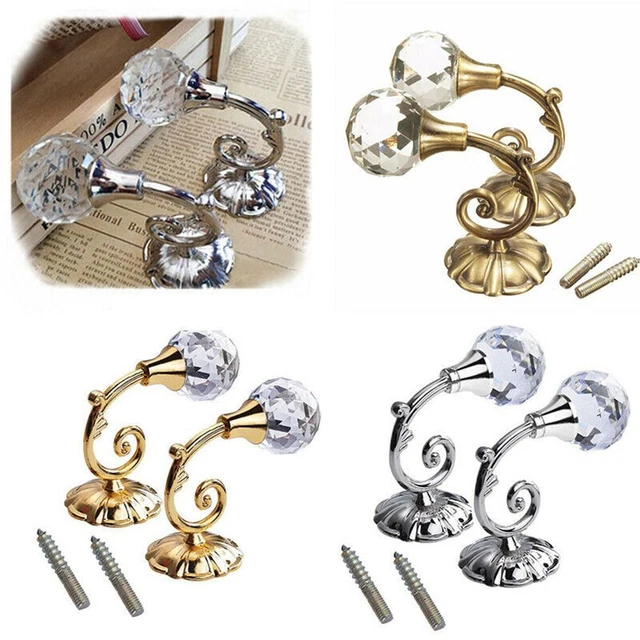 Window Practical Curtain Holdbacks Wall Tie Backs Hooks Hanger Metal Crystal