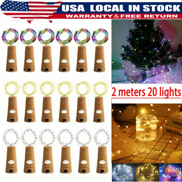 10/20PACK LED Wine Bottle Cork Shaped Night Fairy String Lights Lamp Party Decor