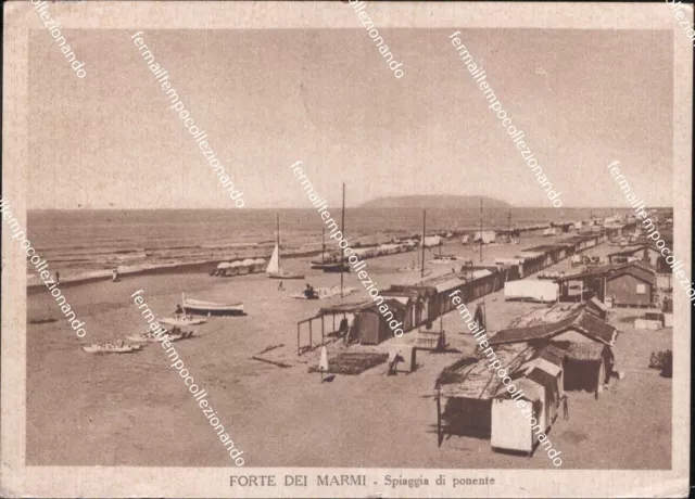 be766 cartolina forte dei marmi spiaggia di ponente provincia di lucca 1936