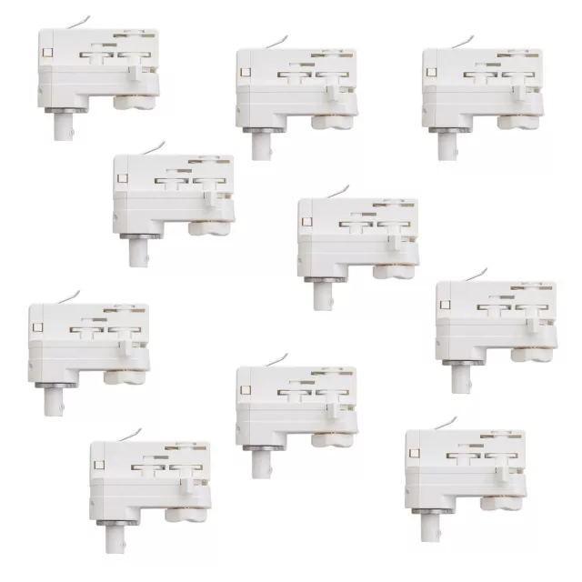 10 Stück !!!  3 Phasen Adapter Universal weiss  für Stromschienen