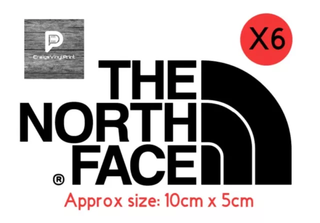 6 X The North Face Vinyl Logo Decal Sticker for, car laptop phone glass cup