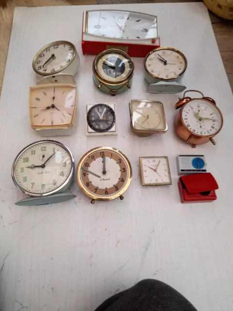 Vintage Job Lot Of Clocks including Tokyo clock.Spares/Repair/Some parts missing