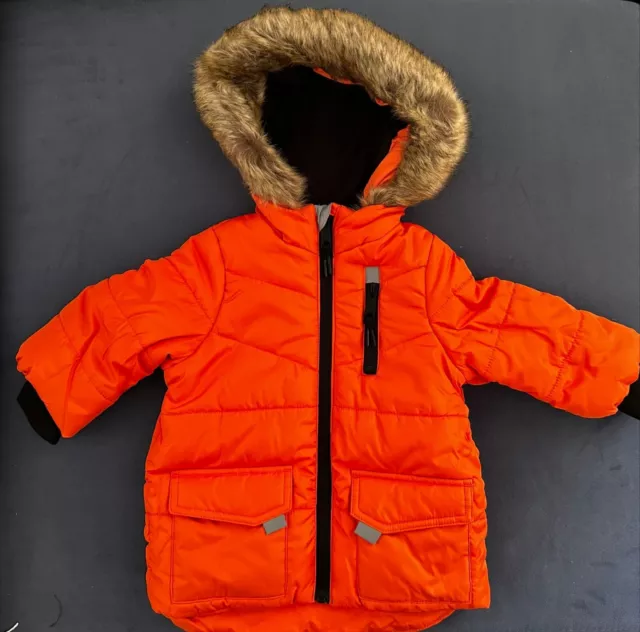 New Mini Very boys orange premium padded half fleece jacket 9-12 months