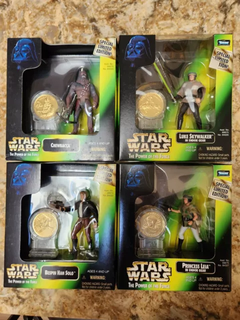 1997 Kenner Star Wars Power of the Force  Millenium Coin Action Figures Lot Of 4