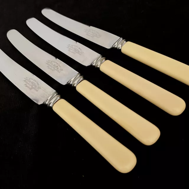 Set X 4 VINTAGE Dalton Cutlery FAUX BONE HANDLE KNIVES Sheffield Dinner Knife