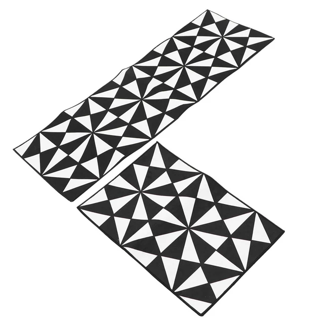 2 Pcs Teppich Polyester Geometrische Bodenmatte Badezimmer-Türmatte Black