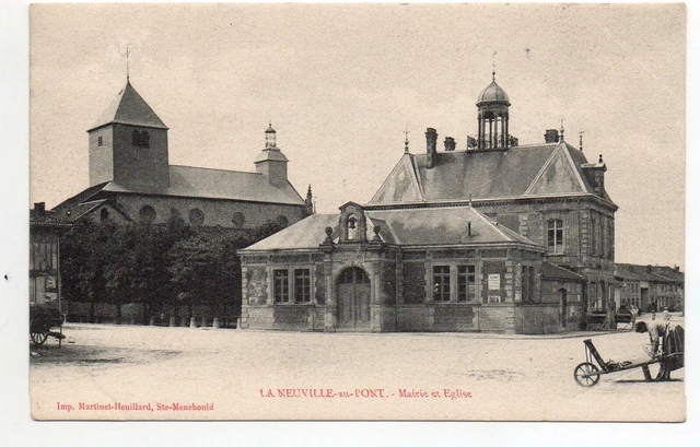LA NEUVILLE AU PONT - Marne - CPA 51 - Place Mairie Eglise