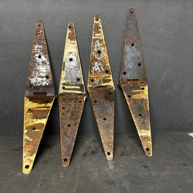 Vintage 4 Rusty Barn Door Hinges 16 inches Long x 3 in High Strap Hinges Gate