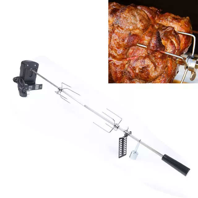 BBQ Grillspieß Edelstahl Drehspiess Gasgrill Automatisch Gril Kit mit Motor