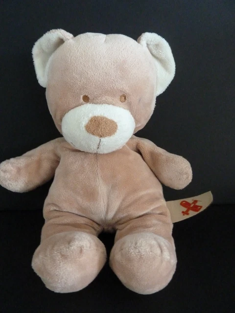 * DOUDOU PELUCHE NICOTOY OURS ECRU BLANC BEIGE MARRON 25cm étiquette avion TBE