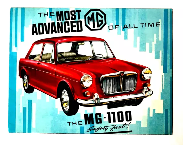 1962 1964 MG 1100 Sales Brochure Poster Art Features Specifications Car Vintage